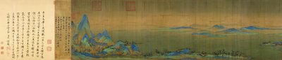 End detail from A Thousand Li of River and Mountains (detail) by Wang Ximeng